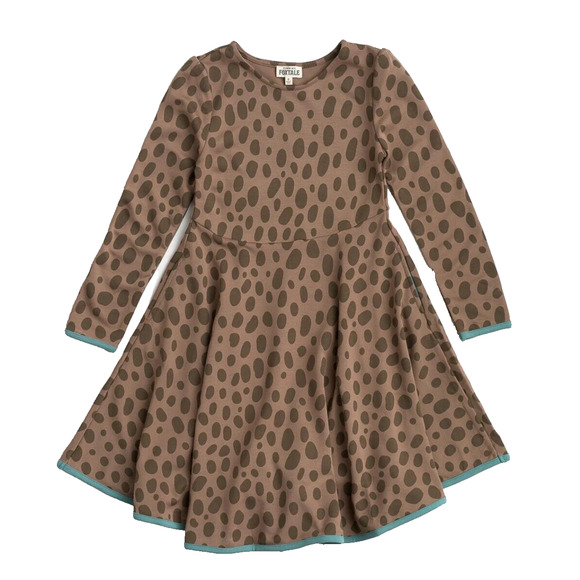NEW Finding Foxtale Girls Skipping Rock Dress Size 5 Brown Stretch Animal Print - Picture 3 of 11
